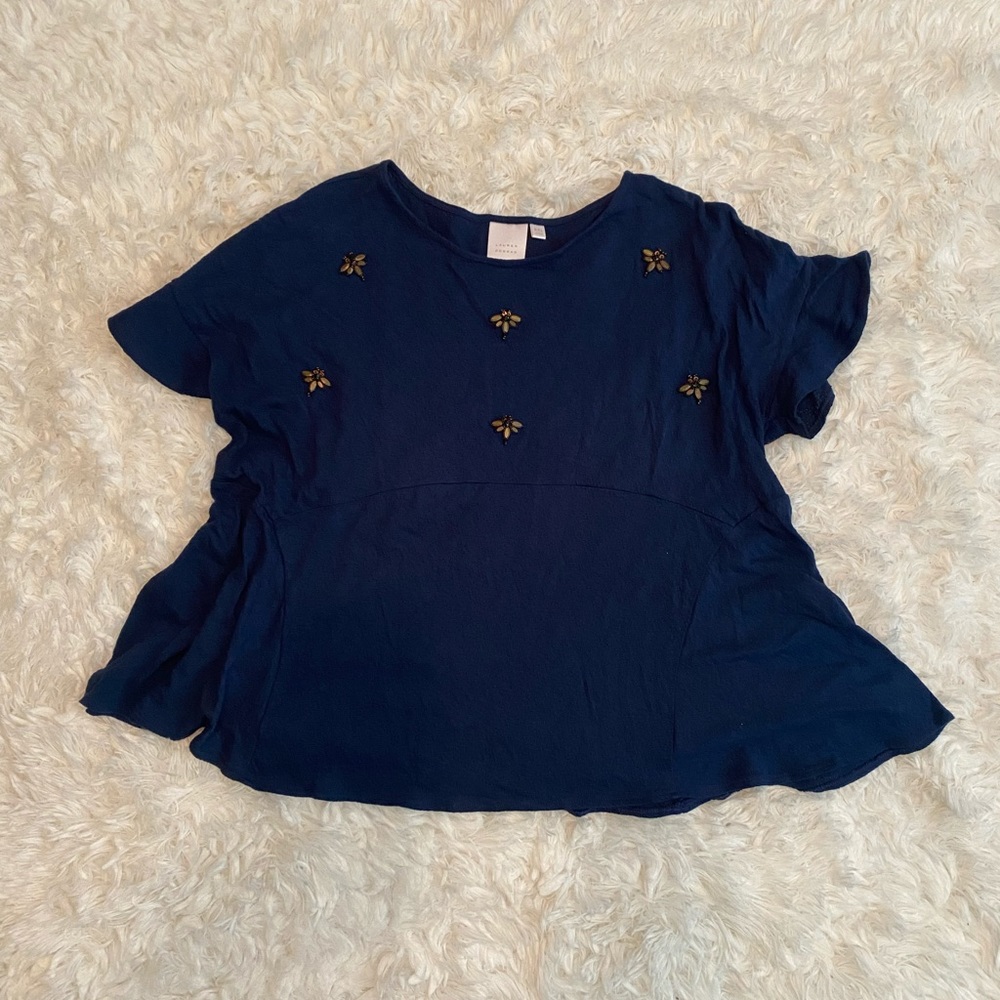 Lauren Conrad navy dragonfly top